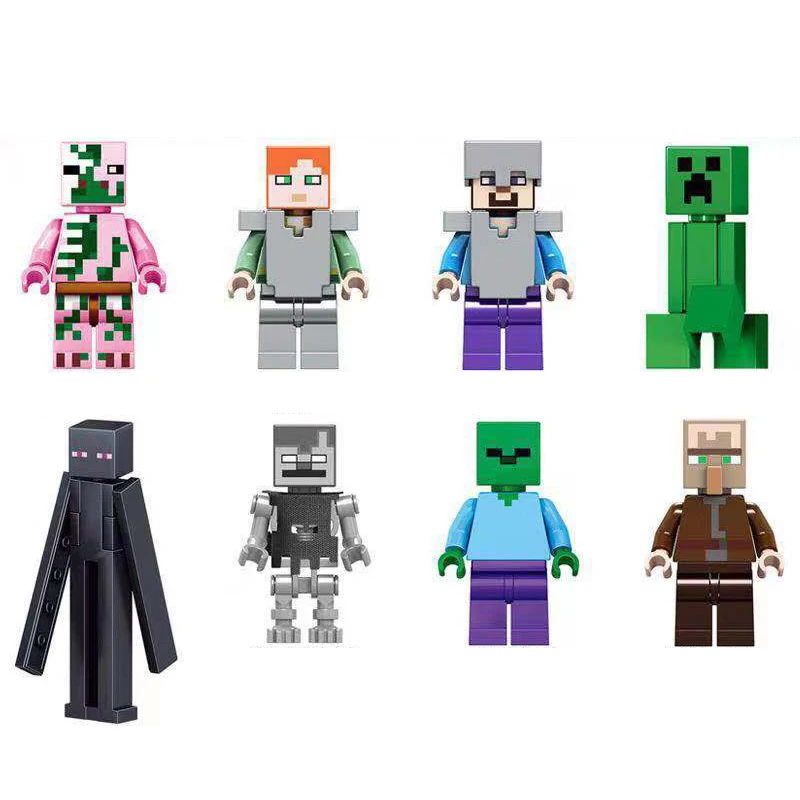 8Pcs Block B017 Горячие продажи зомби мой мир Супер Герои Ходячие мертвецы строительные блоки город фигурки Дракон Шахта Wrold Кирпичи игрушки для детей подарок - Цвет: 8Pcs Block B017