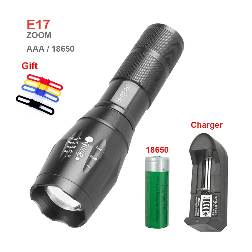 USB флэш-светильник перезаряжаемый XM-L T6 светодиодный 3800lm AAA фонарь светильник 500 м масштабируемый 18650 водонепроницаемый светильник s - Испускаемый цвет: SET B E17x18650