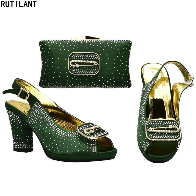 Женская обувь в итальянском стиле комплект из обуви и сумки украшенные стразы