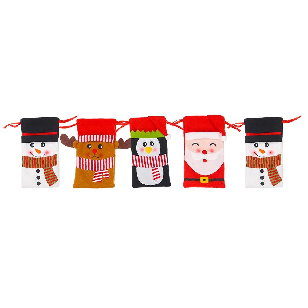 

5Pcs Christmas Theme Candy Storage Bags Cartoon Gift Packing Bags (Random Style)