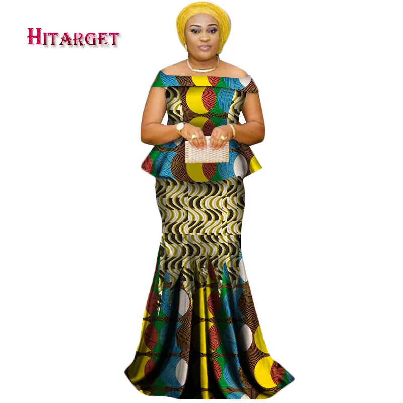 Осенние африканские платья для женщин комплект из 2 предметов женские Топы с