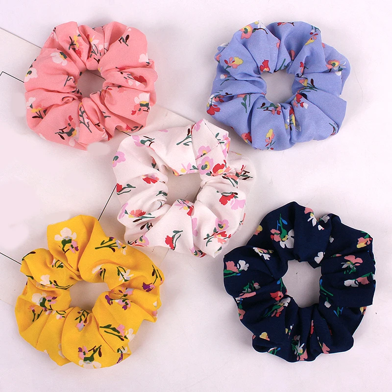 

Boho Floral Printed Hair Scrunchies Elastic Hair Rope Ties For Girls Ponytail Holder Women Rubber Band Headwear Hair Accessories