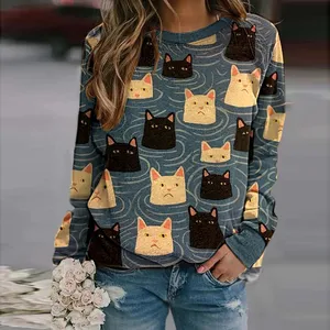 Размера плюс для женщин с длинным рукавом на каждый день с круглым вырезом и принтом Блузка женская блуза с цветочным принтом Новинка 2020 сорочка femme nouvelle коллекция E1