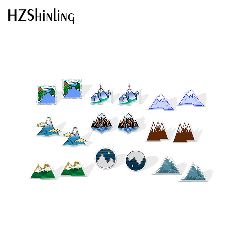 

Новинка 2020, серьги-гвоздики в виде Снежной Горы, акриловые серьги, искусственная смола