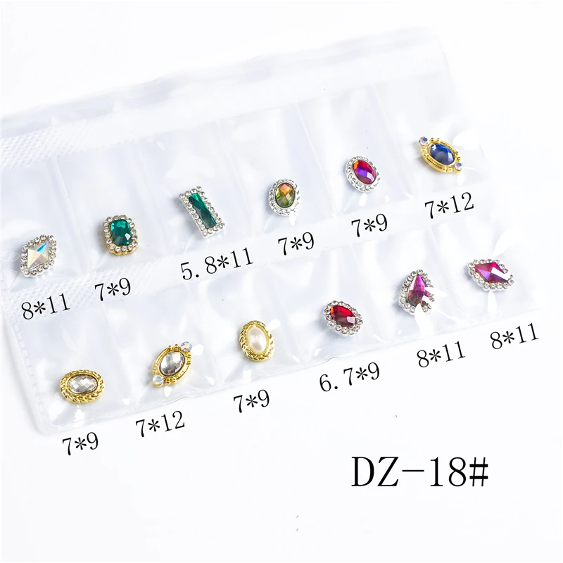 

6 Girds/Pack Mixed Design Shiny 3D Nail Art Decorations Crystal Natural Stone Metal Alloy Glass Diamonds DIY Jewelry