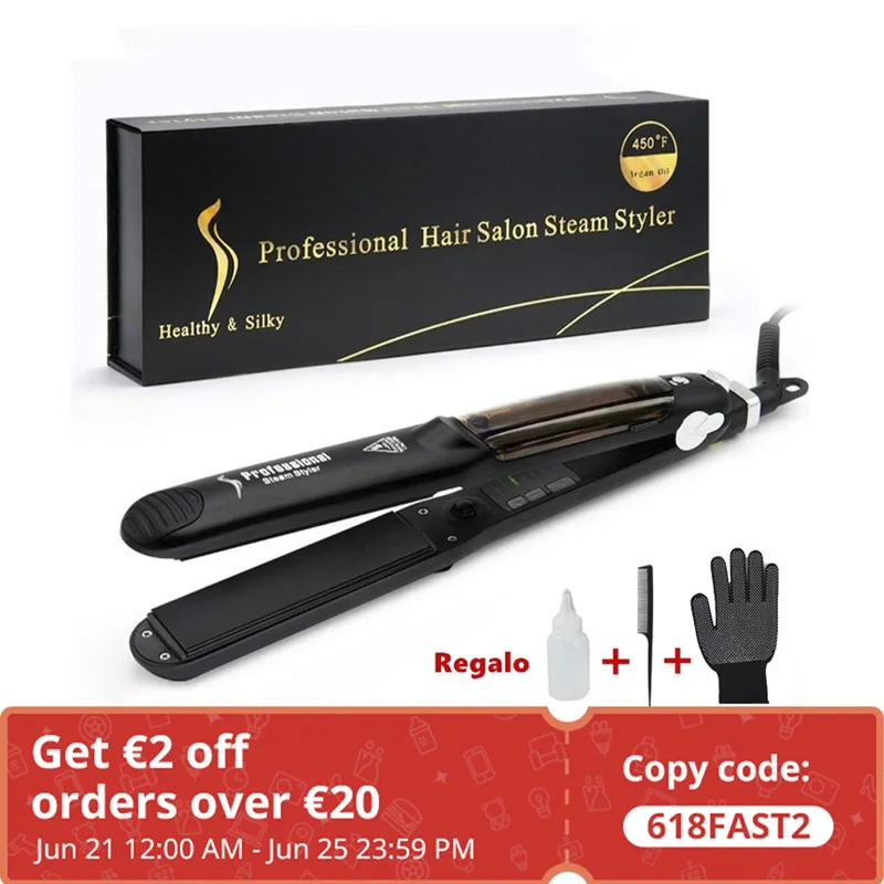 

Steam hair Straightener Flat Iron Tourmaline Ceramic Professional Hair Straightener Culer Salon steam hair Iron Drop shipping