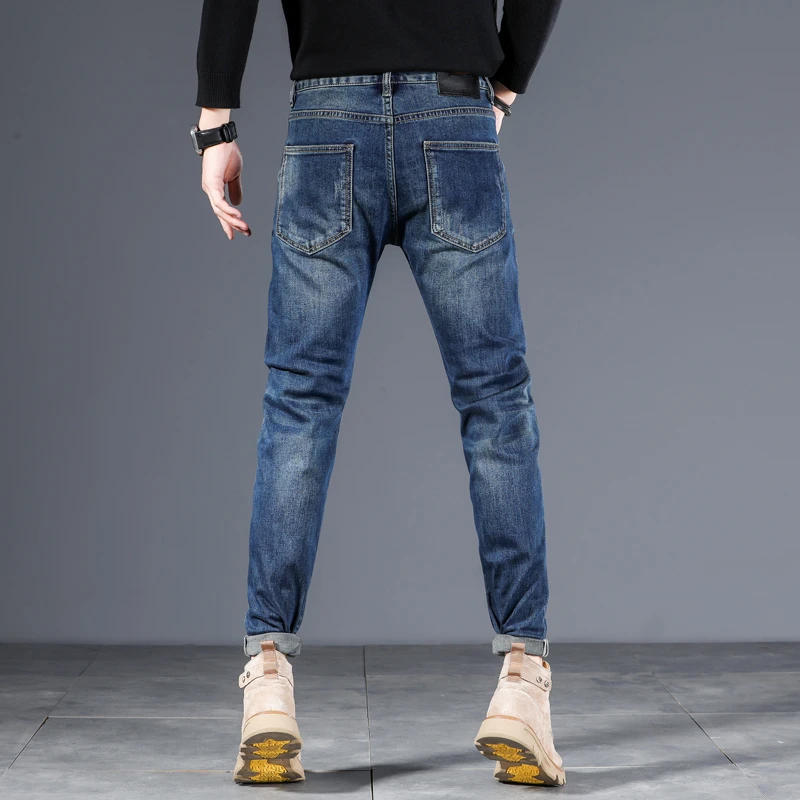 Джинсы мужские с вышивкой повседневные штаны модная уличная одежда рваные