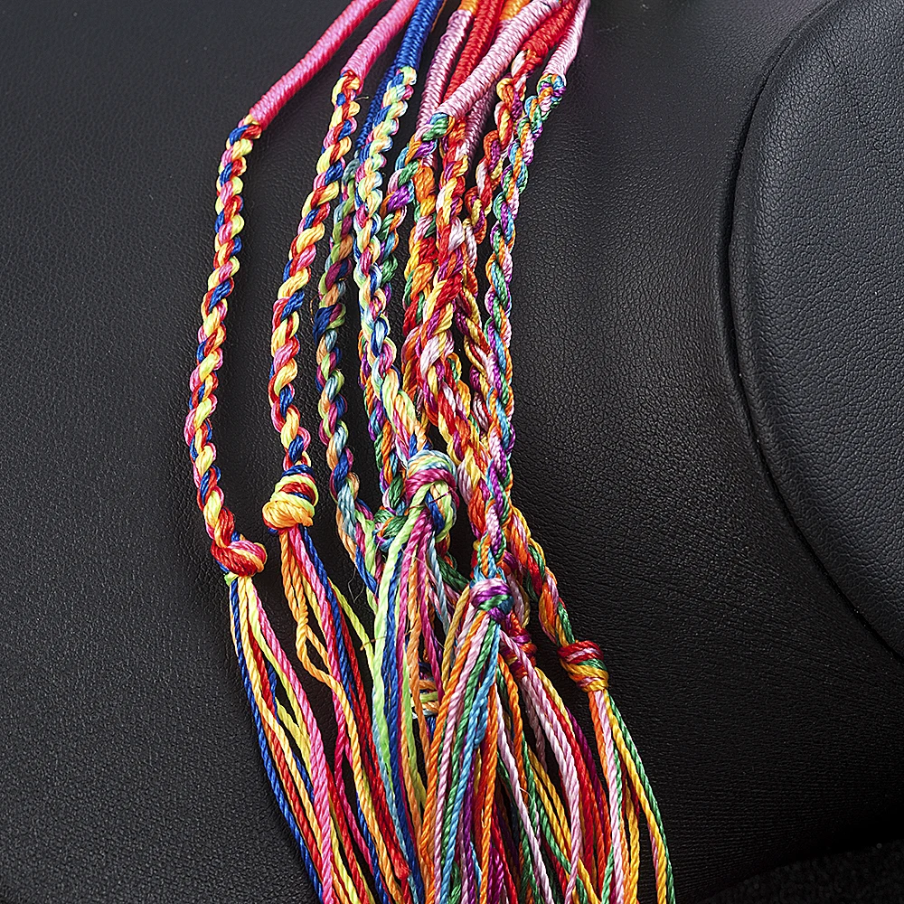 Радужные Женские Браслеты Дружбы С Кисточками Набор Тканых Ювелирных Изделий