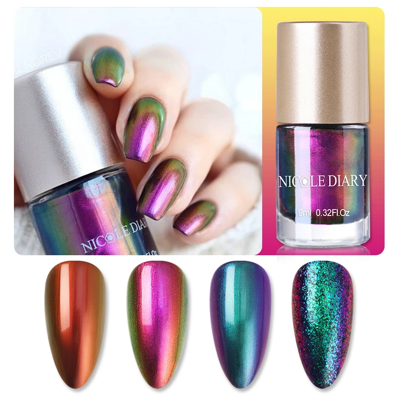 Лак NICOLE DIARY Хамелеон для ногтей на водной основе с блестками | Красота и здоровье
