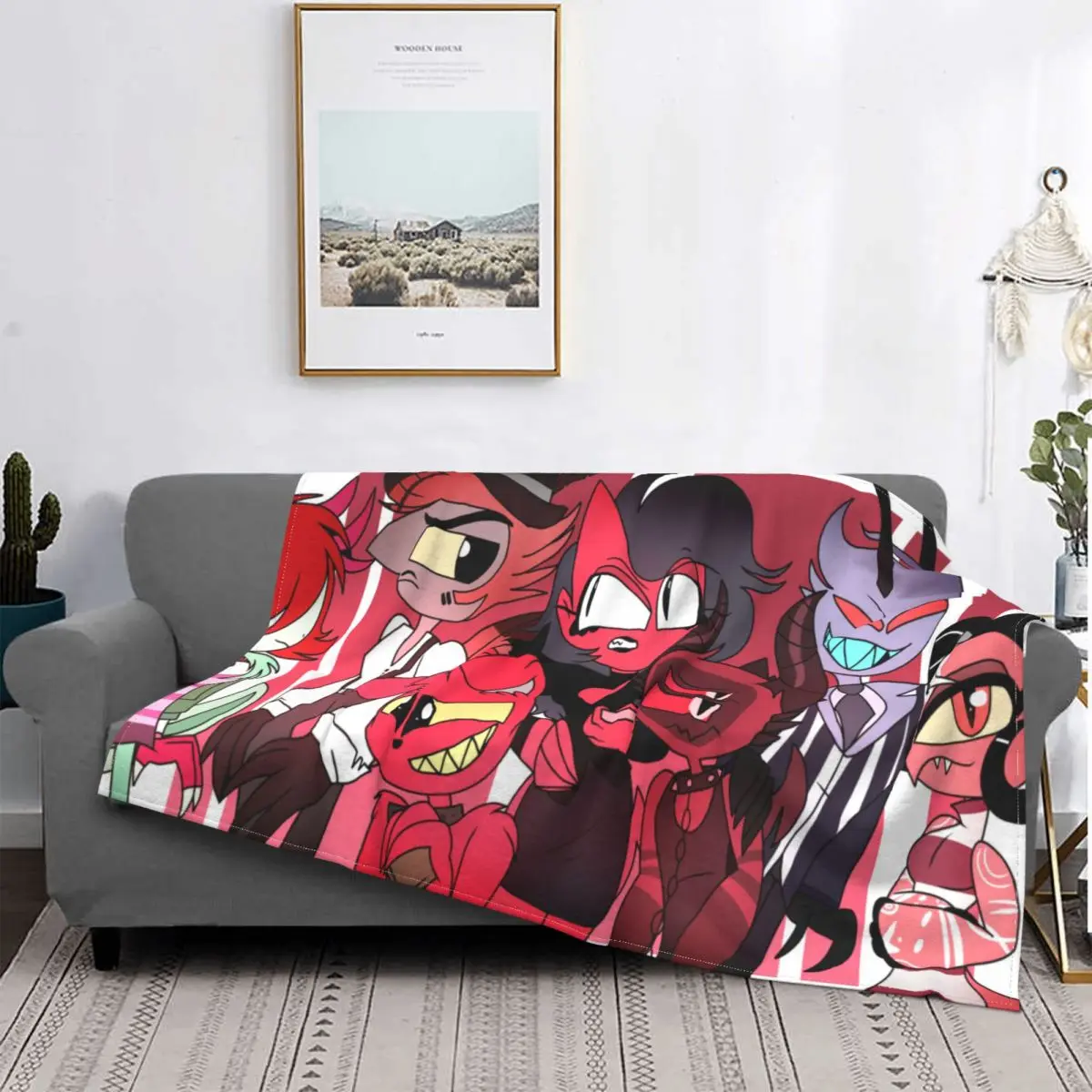 

Helluva Boss Blitzo Adult Animation Blankets Coral Fleece Plush Decoration Bedroom Bedding Couch Bedspread