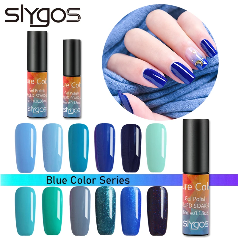 Гель-лак для ногтей SLYGOS 6 мл серия синих цветов размачиваемая светодиодная