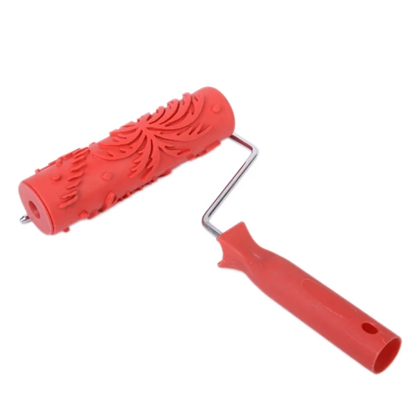 

7-inch Painting Roller Wall Decoration Empaistic Wooden Grain Floral Pattern Painting Roller with Plastic Handle