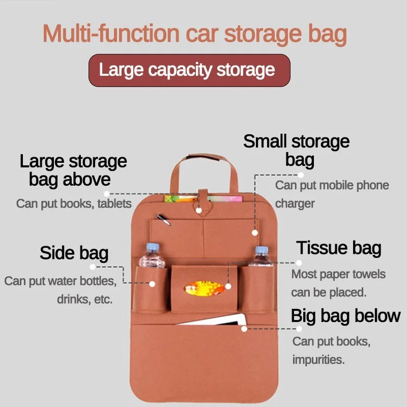

Felt Covers Back Seat Pockets Car Seat Styling Automobile Seat Hanging Bag Multifunctional Seat Bag Storage Cosmetic Bag
