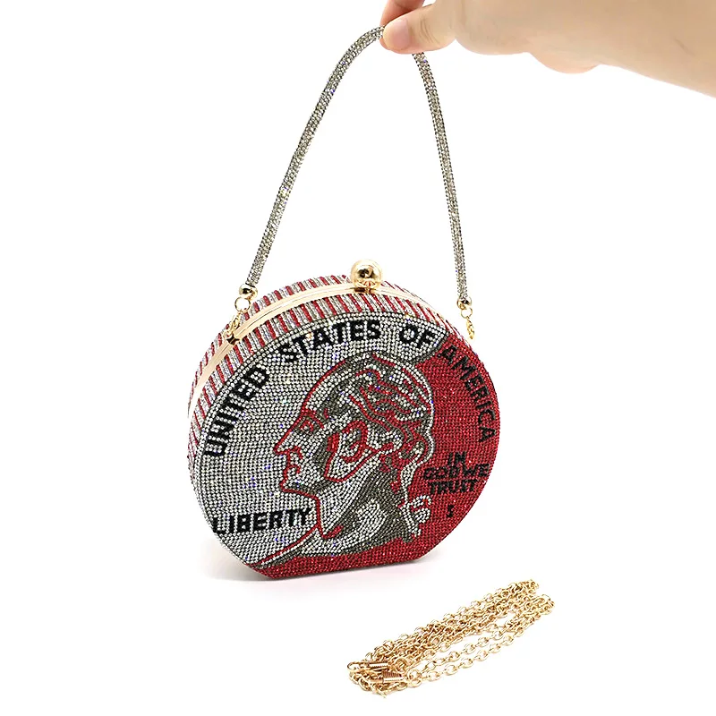 Роскошная сумка через плечо с блестящими кристаллами отделением для монет