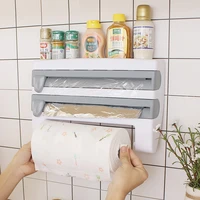 kitchen cling film cutting holder sauce bottle tin foil paper storage rack paper towel holder kitchen organizer