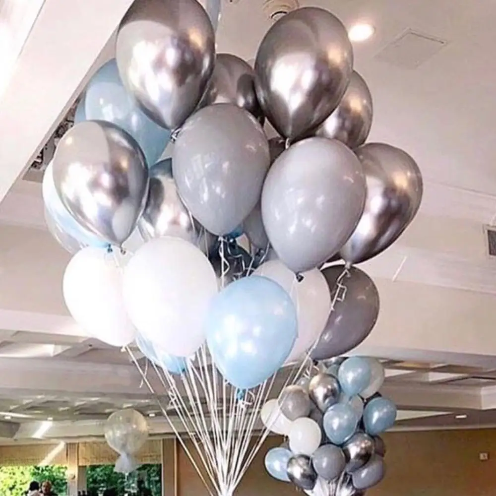 30 шт./лот 10 дюймовые серебристые хромированные металлические и серые белые