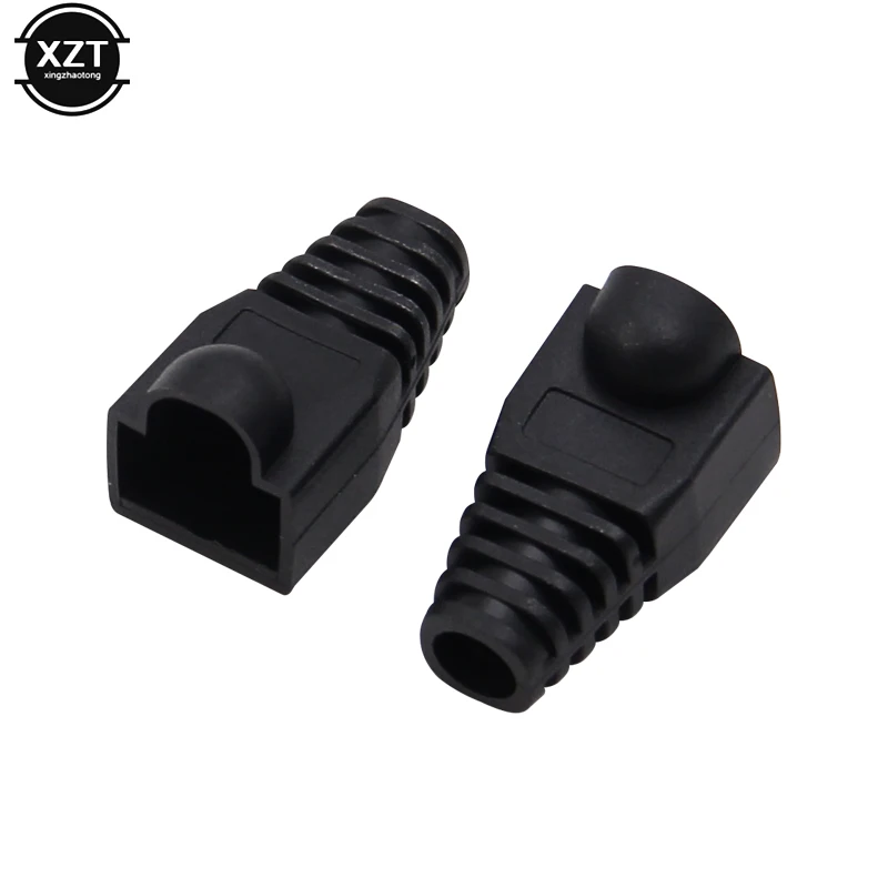 

50pcs/lot Black Boot Cap Plug Head For RJ45 Cat5/6 Cable Connector Modular Network Wholesale high quality