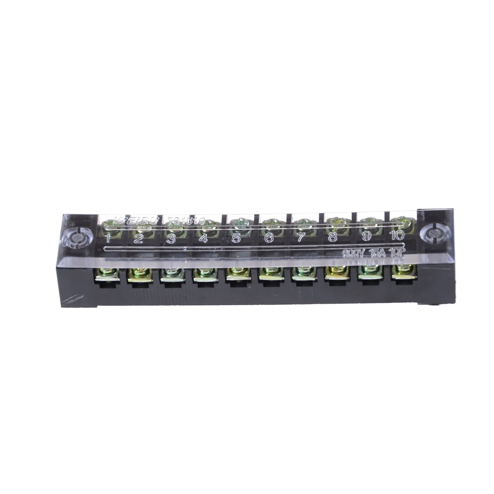 Dual Rows 10 Positions Screw Terminal Block Strip 600V 15A w Cover TB-1510 Barrier | Обустройство дома