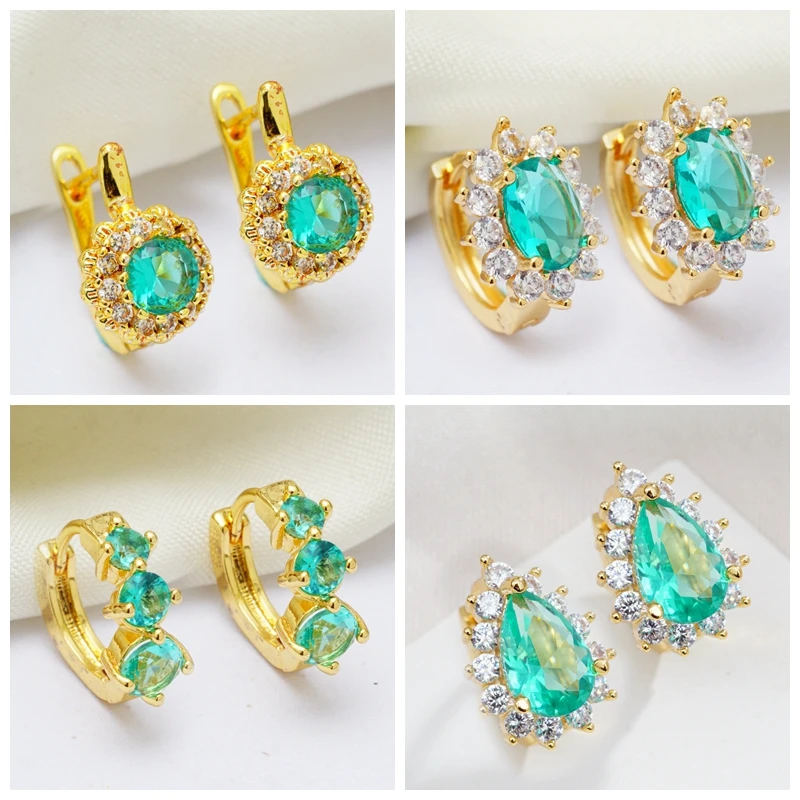 Женские круглые сережки-капли серьги-кольца золотистого цвета с блестящим