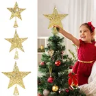 Золотистый Серебристый блестящий топ для рождественской елки звезда изысканное железное художественное украшение для рождественской елки Новогоднее украшение для дома