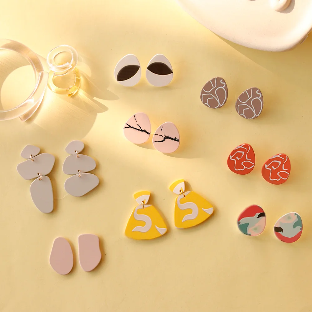 Женские асимметричные серьги AOMU разноцветные акриловые овальной геометрической