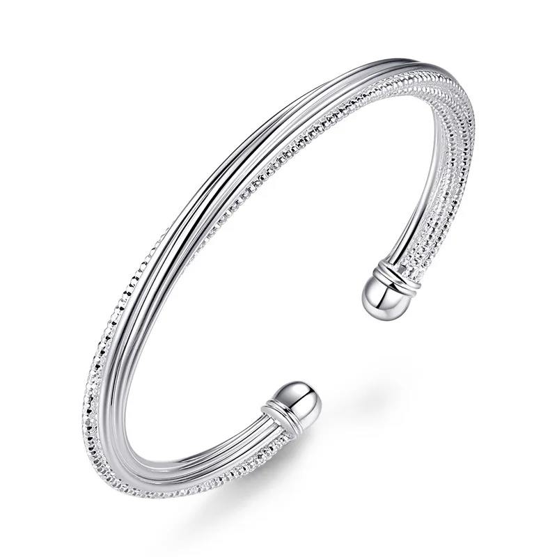 

Silver Plated Bracelet Bangles Twisted Lines Bracelets & Bangles Korean Bracelets For Women Jewelry Pulseiras Femme Pulseras
