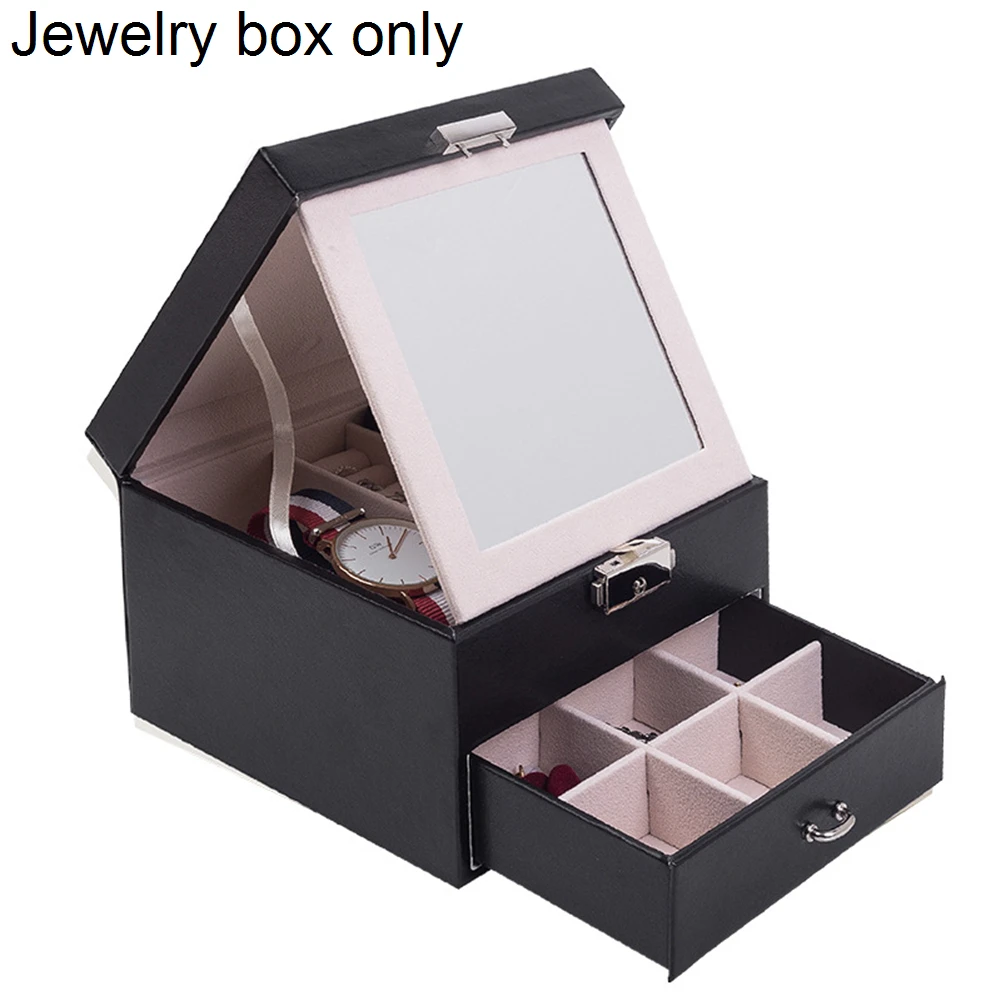 

Gift Travel Home Earrings Rings Display Durable Stud Mirror Makeup Organizer Jewelry Box Mini Portable Storage Case