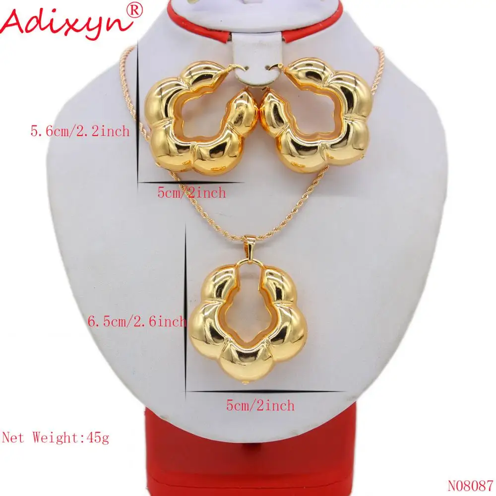 Adixyn розовое золото цвет Ювелирные наборы полые роскошные круглые ожерелье и