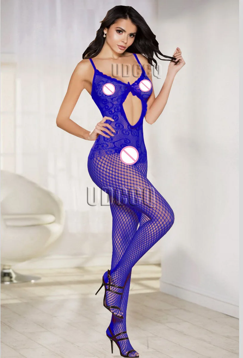 Сексуальная кружевная рыбья сетка Косплей Пижама Нижнее белье Babydoll платье нижнее белье полупрозрачные сорочки Teddies пижамы костюмы 9027 - Цвет: blue