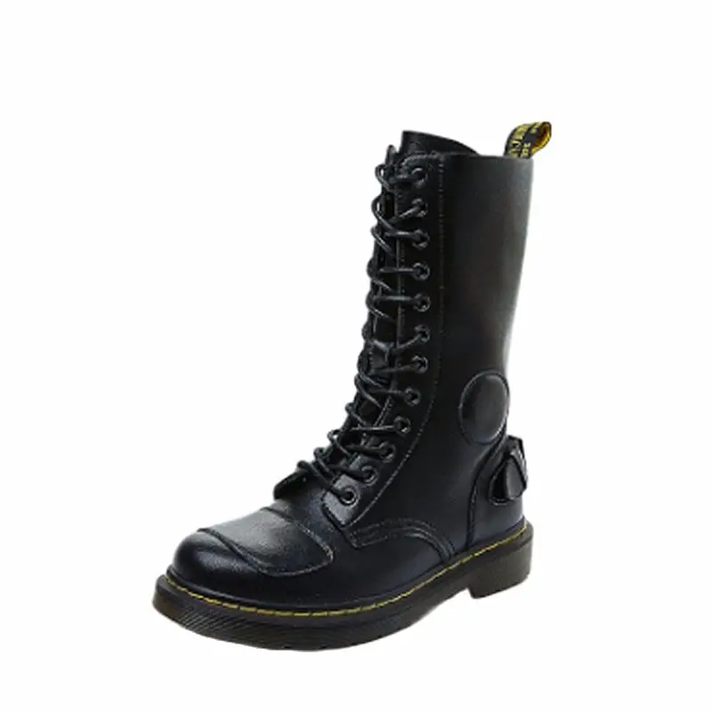 

2021 autumn winter boots women's British Martin boots women's middle heel leather high cylinder locomotive boots women's fashion