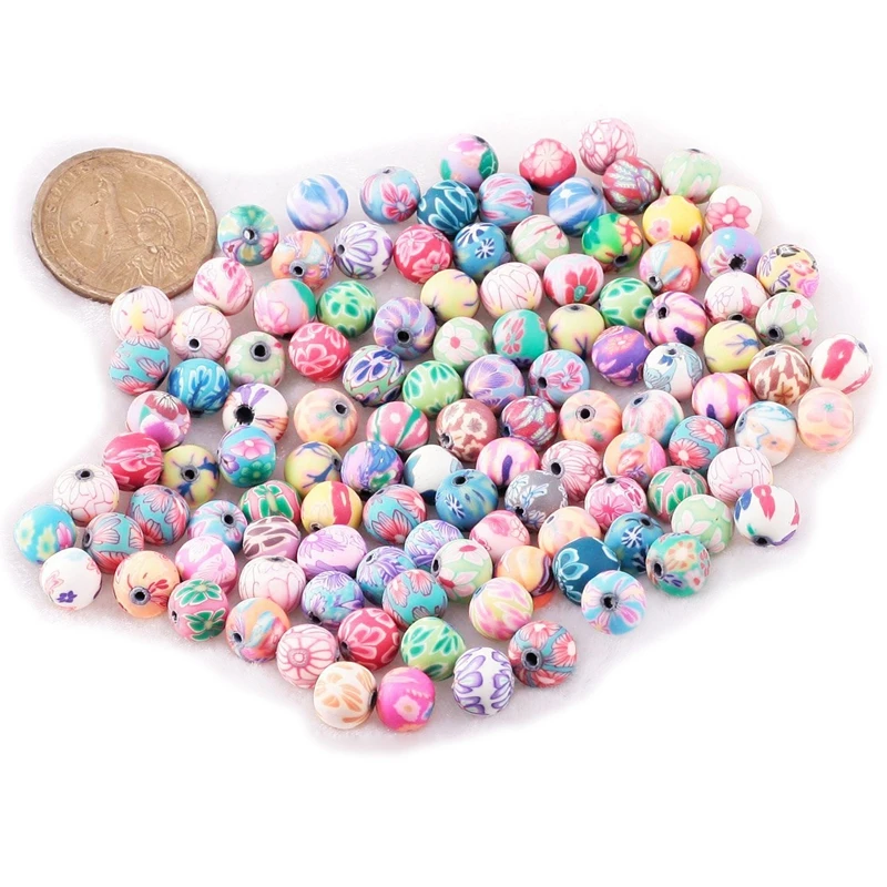 

100 шт., керамические круглые бусины диаметром 10 мм