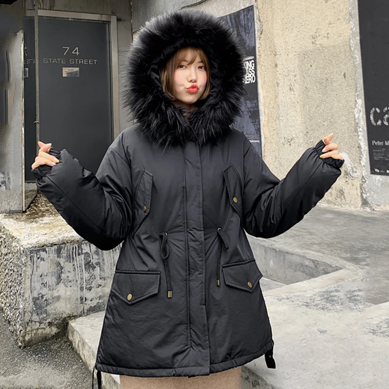 

Fashion Winter Coat Women Jackets Thick Down new arrival Parkas Big Fur Hooded Cotton Long Coats Warm Windbreaker Female Outwear