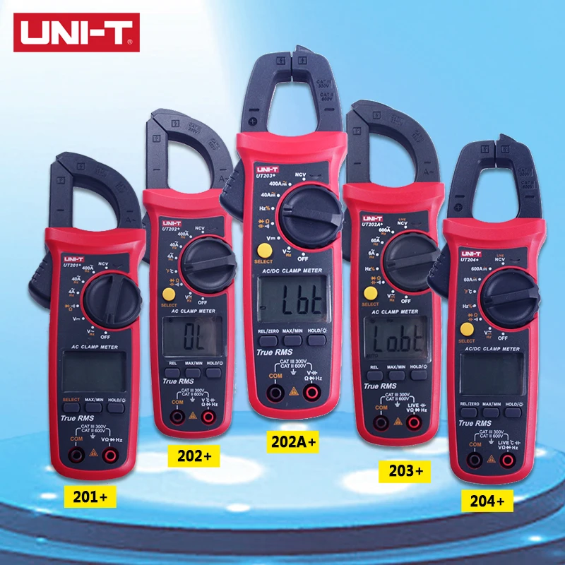 

UNI-T Digital Clamp Meter UT201+/UT202+/UT203+/ut204 Plus/UT202A+ 400-600A Automatic Range True RMS High Precision Multimeter