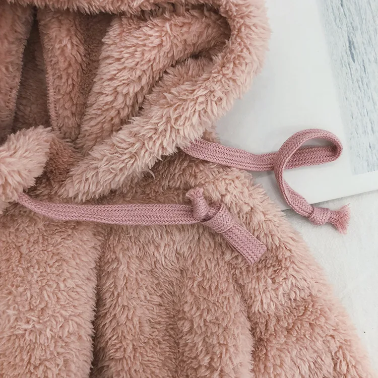 Осенне зимний фланелевый свитер с капюшоном для маленьких девочек Повседневная