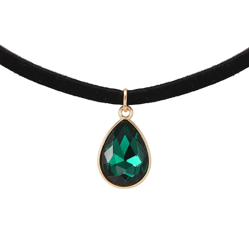 Горячее предложение Кручёные ожерелья BIJOUX обычный черный бархатный Кожа Капли