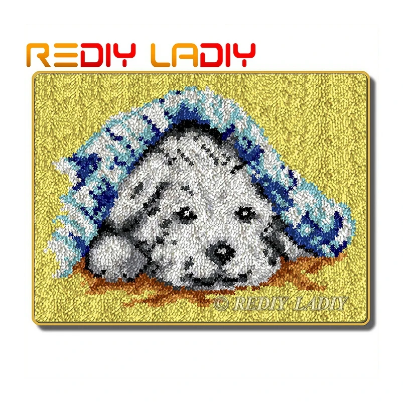 

Latch Hook Rug Kits Make Your Own Rug White Puppy Crocheting Cushion DIY Carpet Rug Acrylic Yarn Printed Canvas Hobby & Crafts