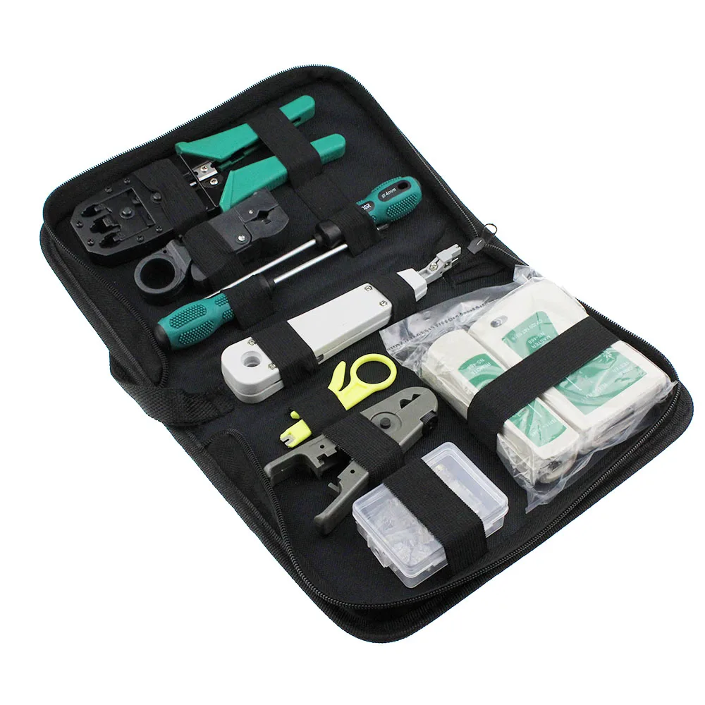 

11pcs/set RJ45 RJ11 RJ12 CAT5 CAT5e Portable LAN Network Repair Tool Kit Utp Cable Tester AND Plier Crimp Crimper Plug Clamp PC