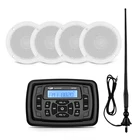 Морское водонепроницаемое радио, стерео Bluetooth аудиоприемник FM AM Автомобильный MP3-плеер + 2 пары 4-дюймовых морских динамиков + лодка, радиоантенна