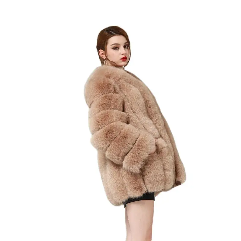 

Pop Brand Winter Real Fox Fur Women Coats Natural Genuine Female Fox Fur Jacket 75 CM Long O-Neck Fur Coat High Quality