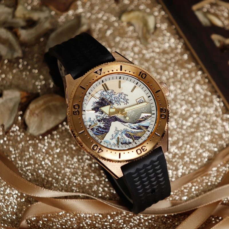 

Cronos Men's Bronze Diver Watch Sapphire Crystal Luminous Dial NH35A Automatic Movement Mechanical Wristwatch