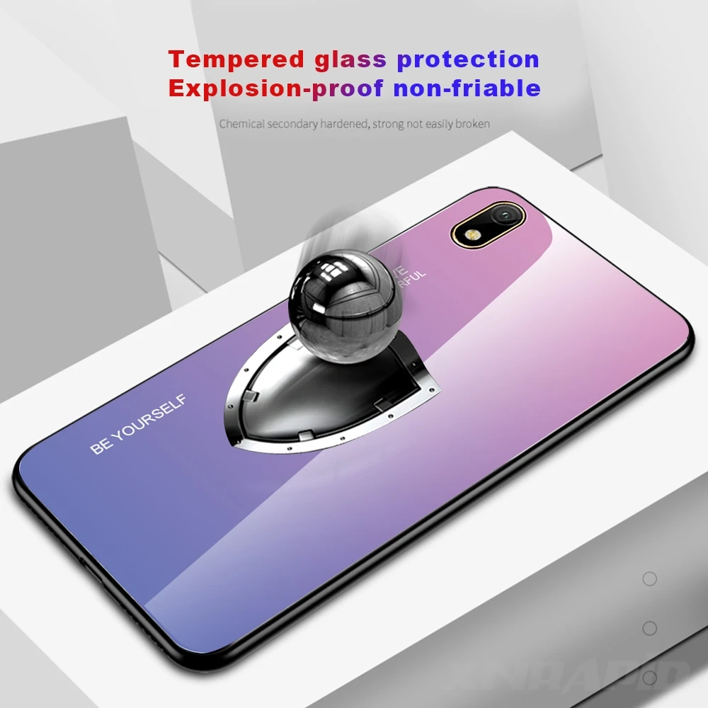 For Honor 8S 8 S Case Gradient Tempered Glass Hard TPU Silicone Frame Back Cover for Huawei Y5 2019 Shockproof |