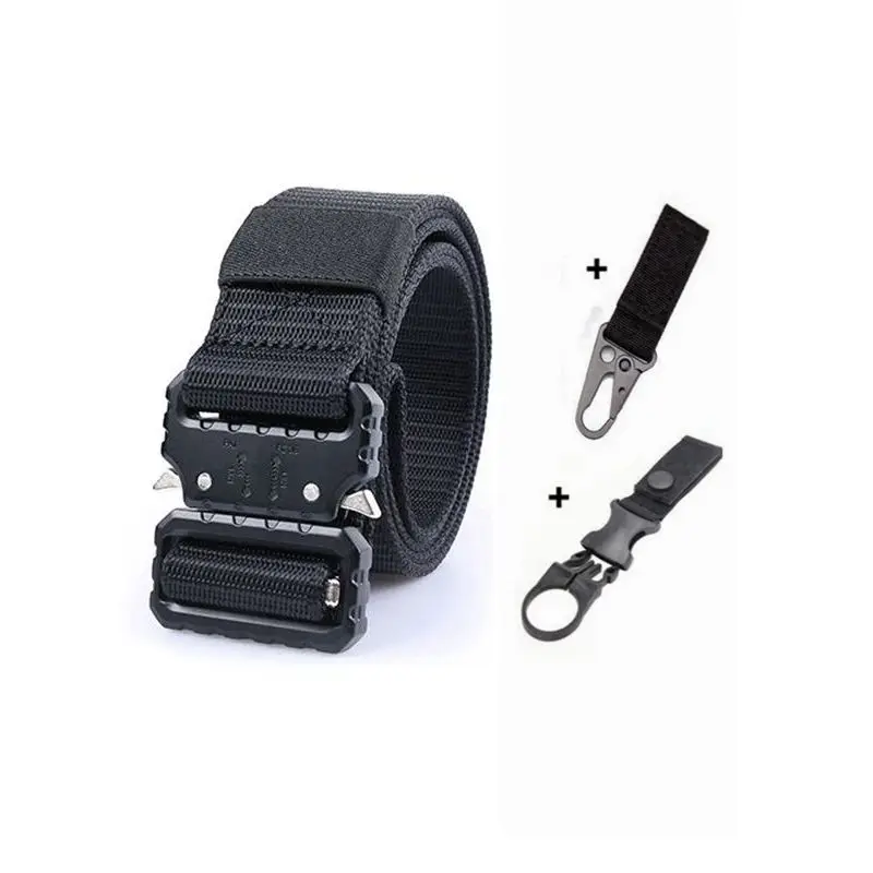 Tactical Belt Military Belt Army Combat Training Outdoor Hunting Adjustable High Quality Nylon Belt Security Accessories - Цвет: B belt and 2 hook