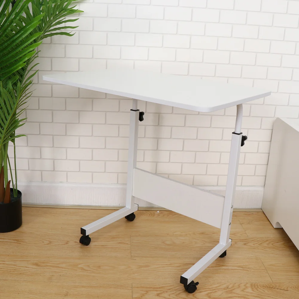 

1pc Laptop Table Foldable Movable Bedside Desk Multifunctional Laptop Stand Lifting Side Table for Home Room (60x40 White)