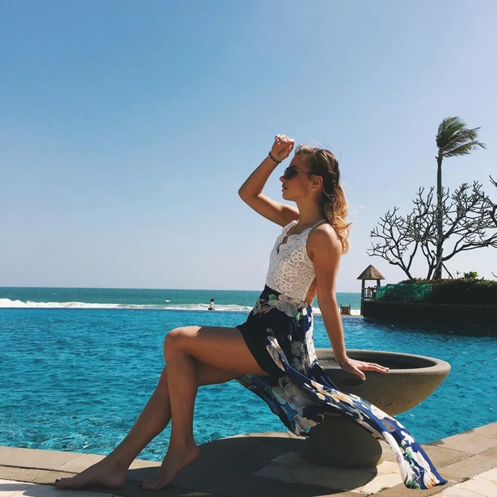 

LONSANT Maternity Dresses Sleeveless Suspender Backless Florals Print Sundress lace V-neck Pregnancy Women beach Dress Drop Ship