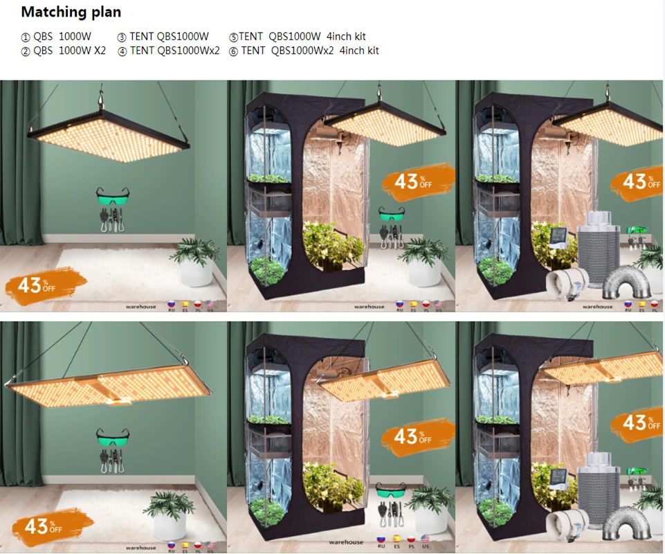 Светодиодный светильник для выращивания растений 2 в 1 полный комплект помещении