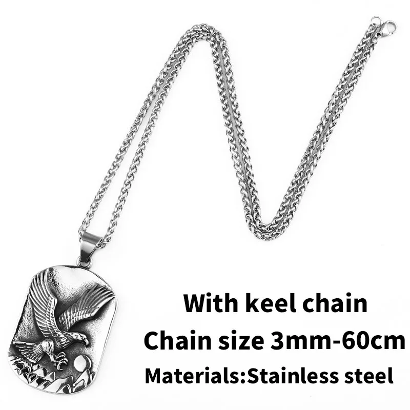 steel Beier 316L вакуумная Кофеварка животное мужской кулон Орел чеканка ожерелье LLLHP104P - Окраска металла: steel