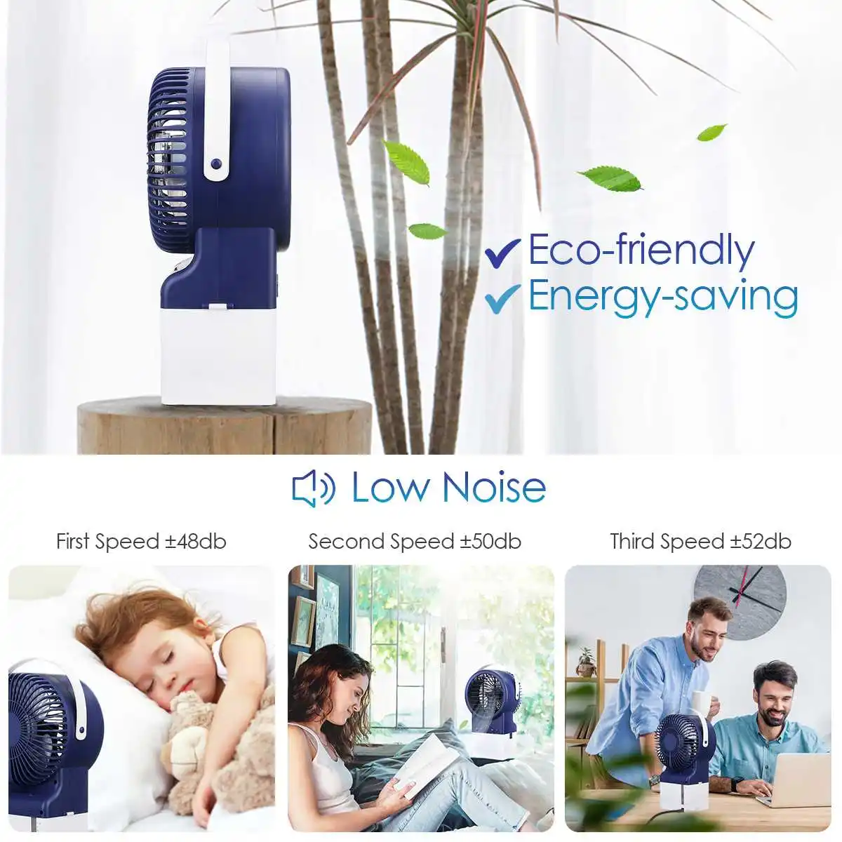 

4 in 1 Partable Air Cooler Fan 3-Speeds Mist Purifier Fan Portable Fan Quiet with 7 Colors Lights Home Office Desk Air Cooler