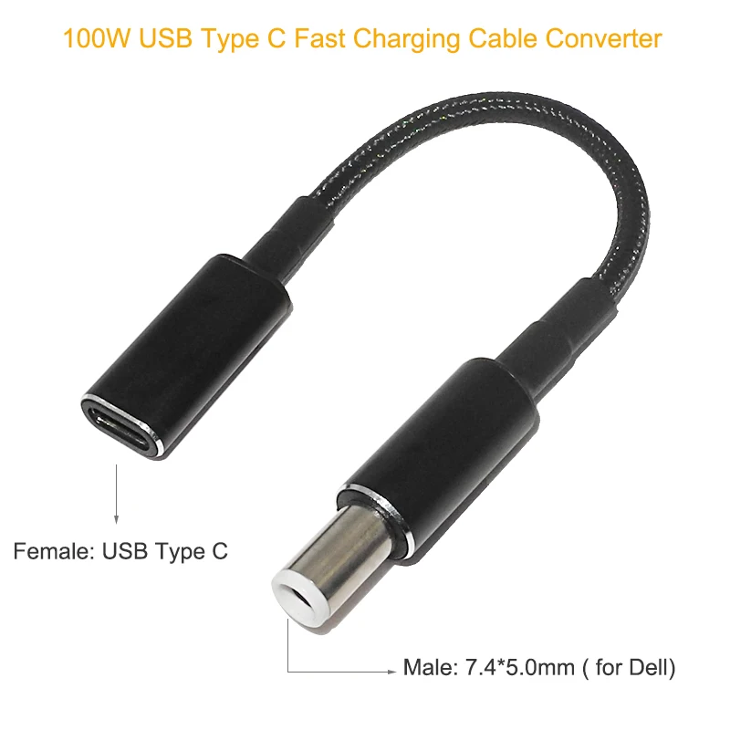 Конвертер адаптера 100 Вт Type C USB-C кабель для быстрой зарядки PD шнур с разъемом USB