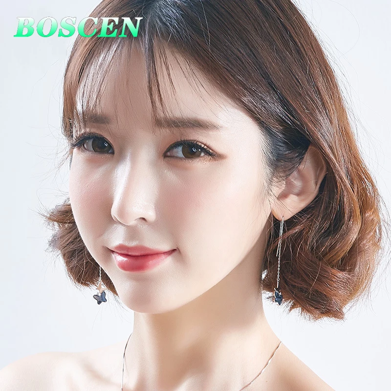 Женские серьги бабочки BOSCEN из стерлингового серебра 925 пробы с австрийским