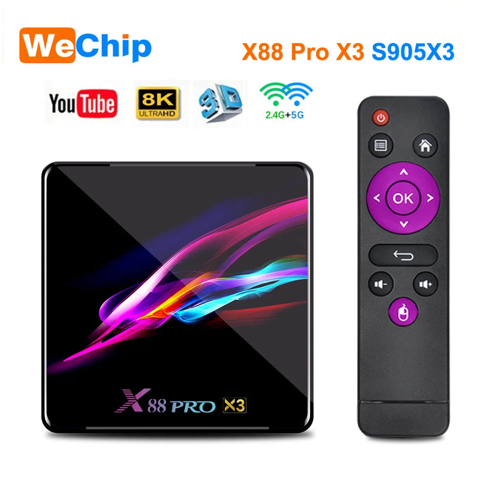 ТВ-приставка X88 Pro X3 Android 9 0 4 ядра + 32/64/128 ГБ 1080P HD | Электроника